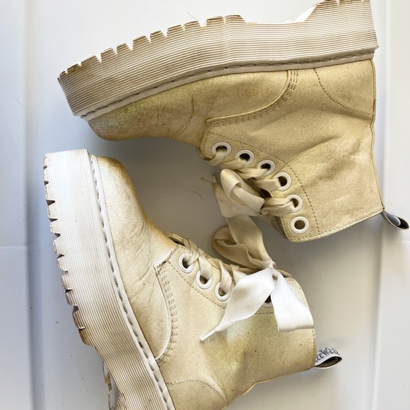 Dr. Martens Shoes Dr Martins Molly Glitter White Iridescent Lace Up